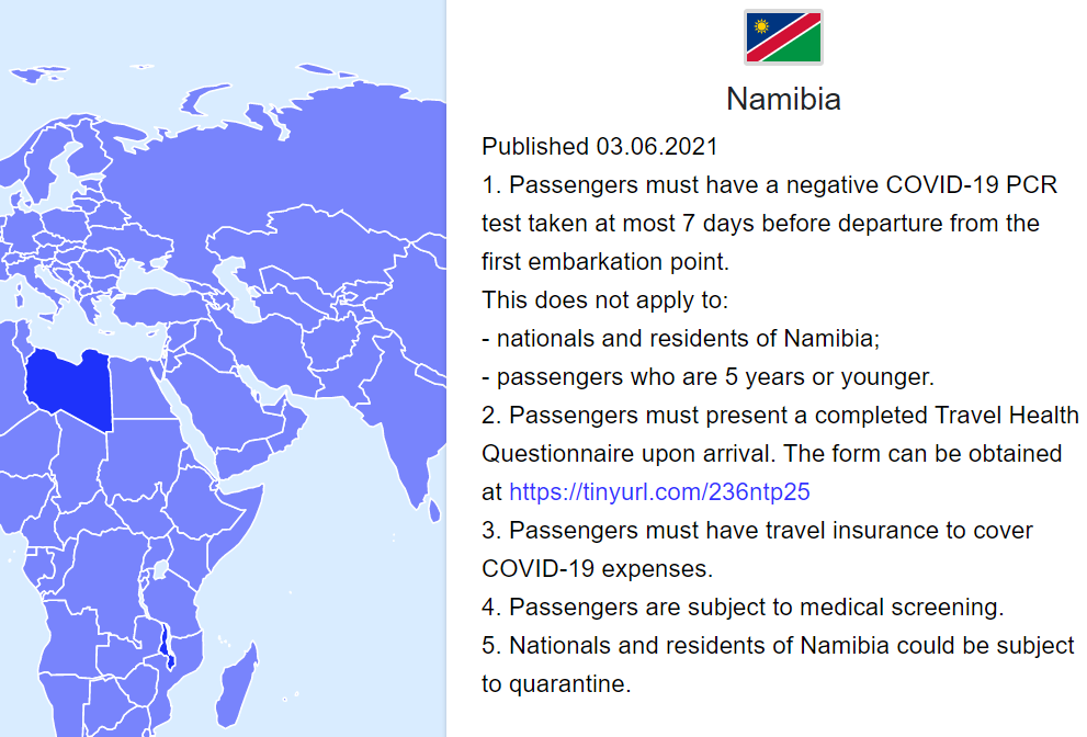 Намибия пустит российских туристов без виз